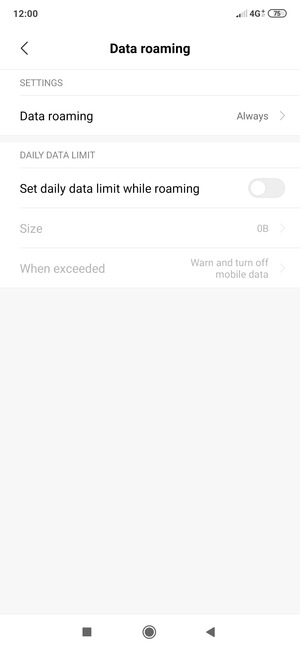 Select Data roaming
