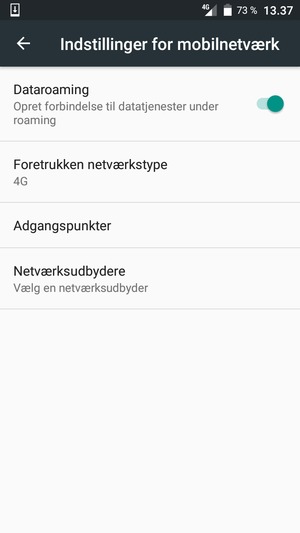 Slå Dataroaming til eller fra
