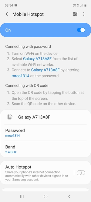 Your phone is now set up for use as a modem