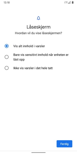 Velg ønsket alternativ og velg Ferdig