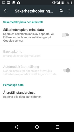 Aktivera Säkerhetskopiera mina data
