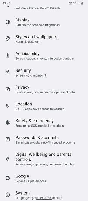 Scroll to and select Location