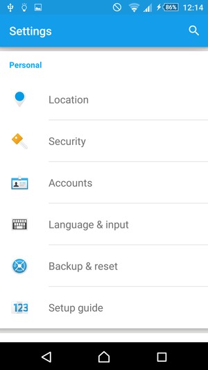 Scroll to and select Security