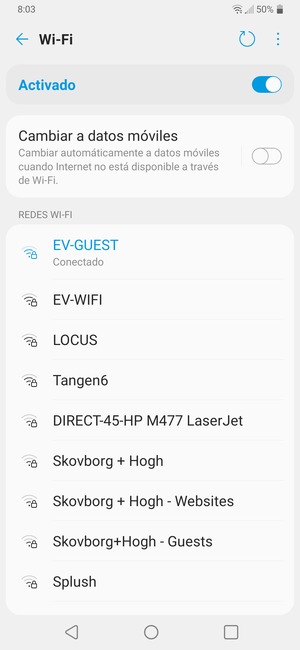 Ahora está conectado a la red Wi-Fi