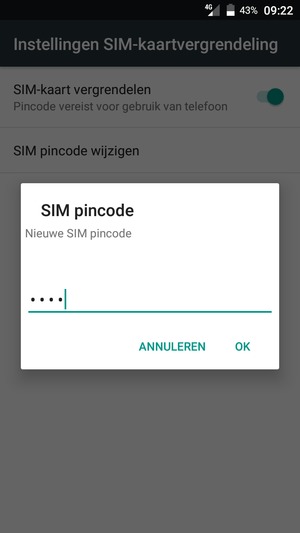 Voer uw Nieuwe SIM pincode in en selecteer OK