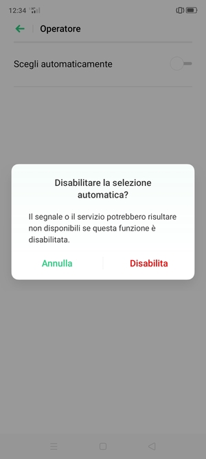 Seleziona Disabilita