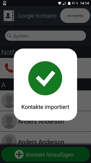Ihre Kontakte werden in Ihrem Handy gespeichert