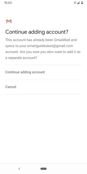Select Continue adding account