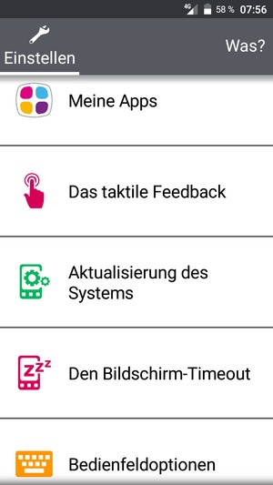 Scrollen Sie und wählen Sie Aktualisierung des Systems