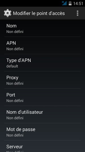 Sélectionnez Type d'APN
