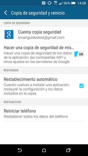Vuelva al menú Ajustes