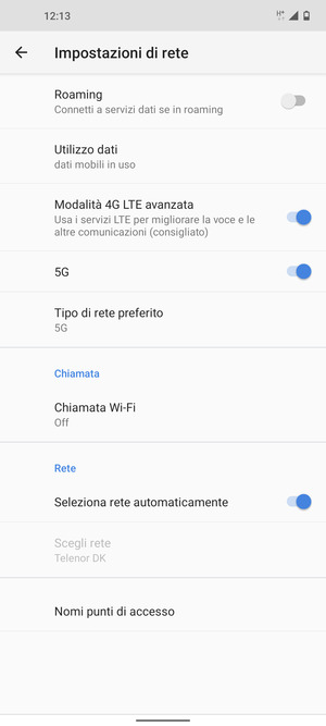 Seleziona Nomi punti di accesso