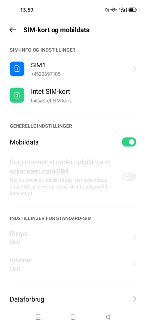 Vælg SIM1 eller SIM2