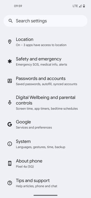 Scroll to and select System