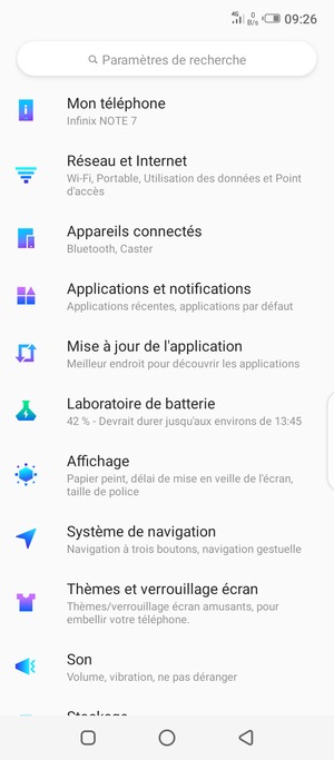 Sélectionnez Réseau et Internet