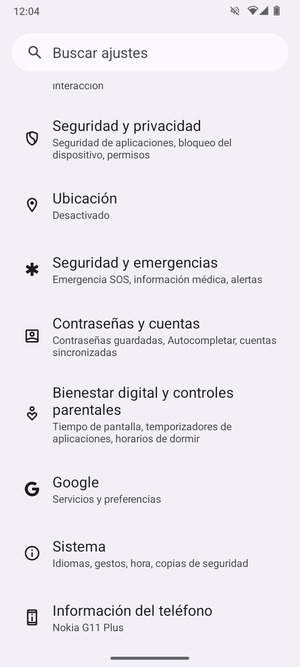 Desplácese y seleccione Seguridad y privacidad