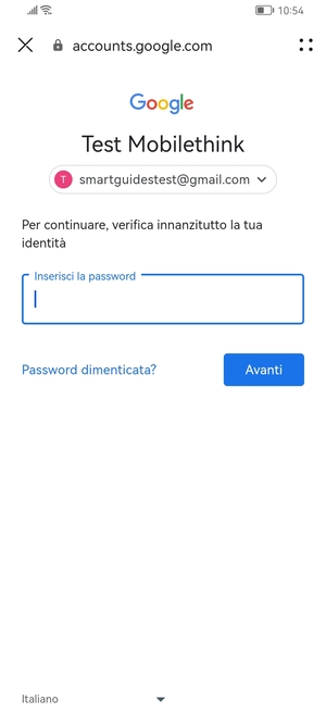 Inserisci la tua password di Gmail e seleziona Avanti
