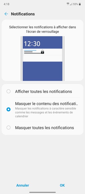 Sélectionnez votre option préférée et sélectionnez OK