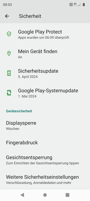 Scrollen Sie und wählen Sie Weitere Sicherheitseinstellungen