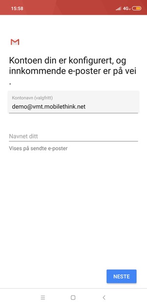Gi kontoen din et navn, og skriv inn navnet ditt. Velg NESTE