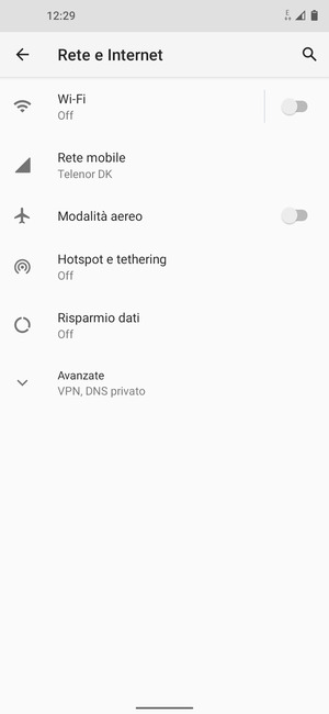 Seleziona Wi-Fi