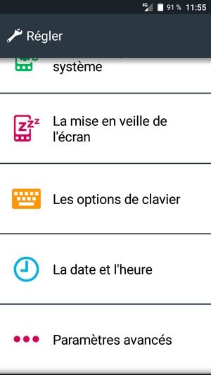 Faites défiler et sélectionnez Paramètres avancés