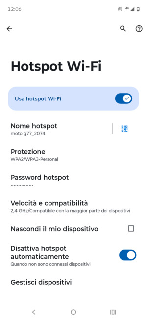 Il telefono è ora pronto per essere usato come modem