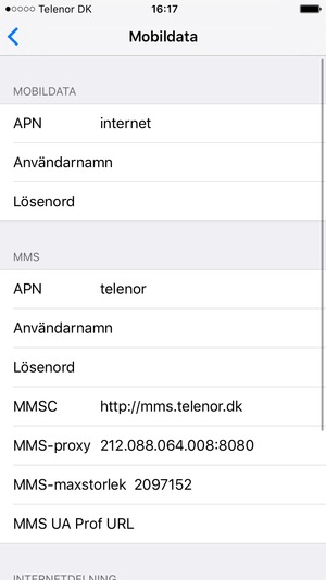 Ange internetinformation