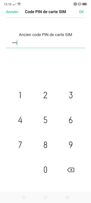 Saisissez Ancien code PIN de carte SIM et sélectionnez OK