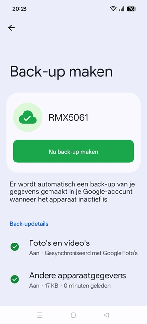 Selecteer Nu back-up maken