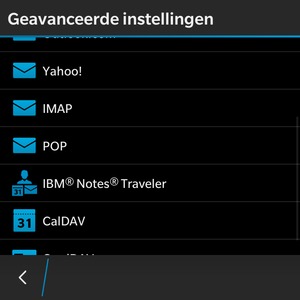 Selecteer POP of IMAP