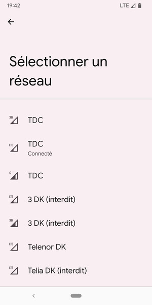 Sélectionnez un opérateur réseau dans la liste