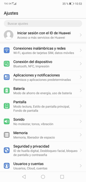 Seleccione Batería