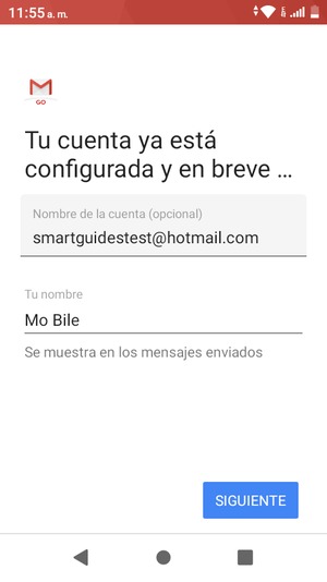 Déle a su cuenta un nombre y escriba su nombre. Seleccione SIGUIENTE