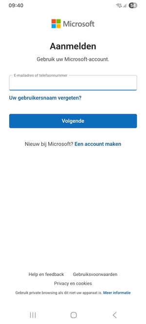 Voer uw Hotmail adres in en selecteer Volgende