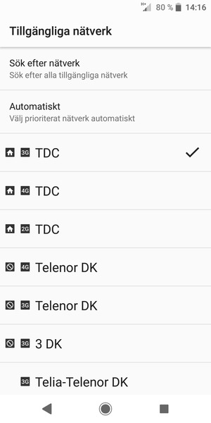 Välj en nätverksoperatör från listan