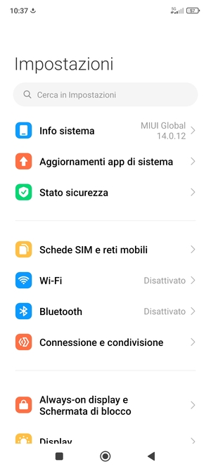 Seleziona Schede SIM e reti mobili