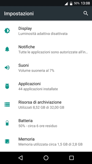 Scorri e seleziona Batteria