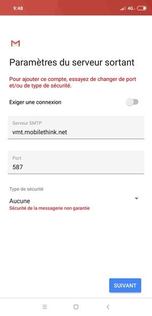 Sélectionnez SUIVANT