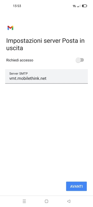 Disattiva Richiedi accesso e seleziona AVANTI