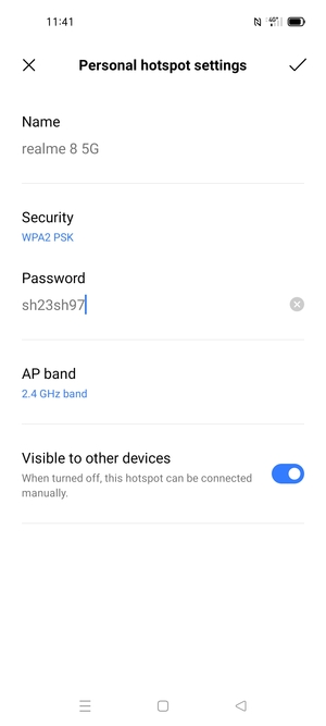 Enter a Wi-Fi hotspot password of at least 8 characters and select OK