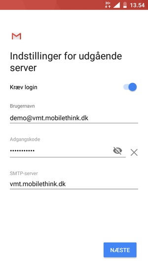 Indtast udgående serveradresse