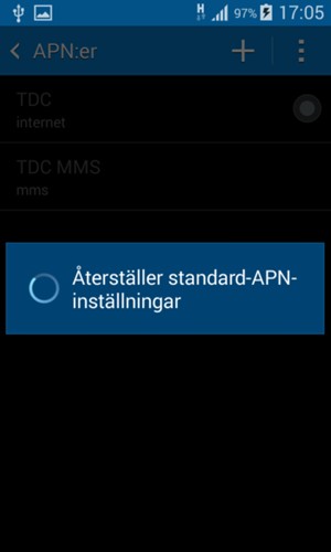 Din telefon kommer återgå till standardinställningar för internet och MMS
