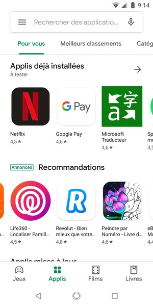 Sélectionnez la barre de Recherche