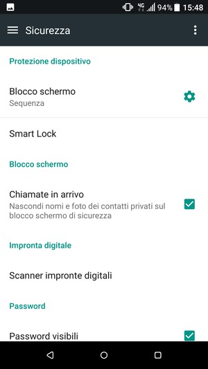Il tuo telefono è ora protetto dal blocco schermo