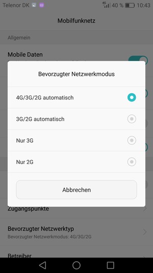 Wählen Sie die gewünschte Option