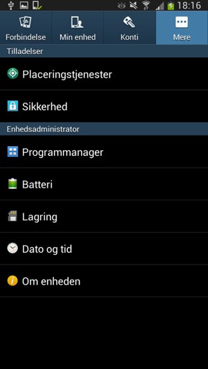 Scroll til og vælg Om enheden
