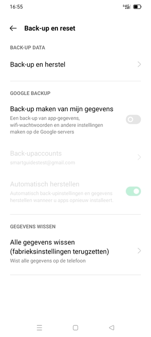 Schakel Back-up maken van mijn gegevens in