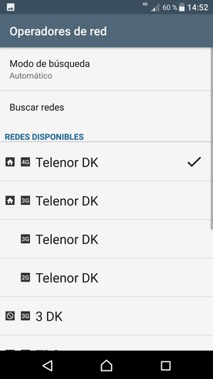 Seleccione un operador de red de la lista
