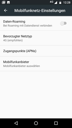 Wählen Sie Bevorzugter Netztyp